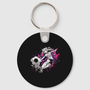 Porte-clés Joueuse de football Catgirl sur le terrain Kemonom