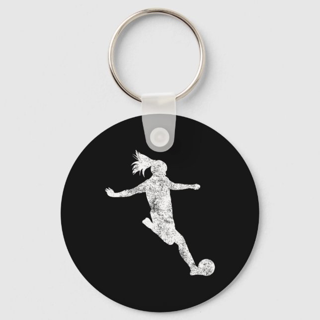 Porte-clés Joueuse de football fille cadeau (Recto)