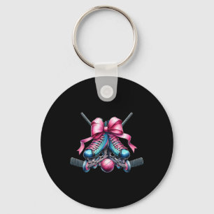 Porte-clés Joueuse de hockey en ligne à ruban coquette Maman 