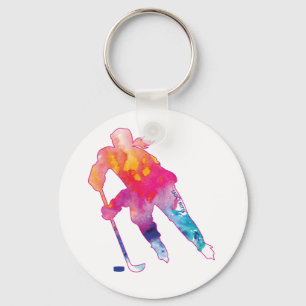 Porte-clés Joueuse de hockey Porte - clé d'aquarelle