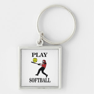 Porte-clés Joueuse de softball joue au softball