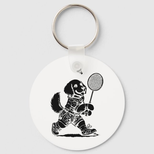 Porte-clés Jouons à Badminton Player Shuttle Racket (Recto)