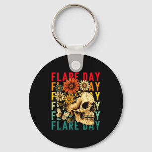 Porte-clés Jour de Flare Fibromyalgie Dysautonomie Crâne Invi