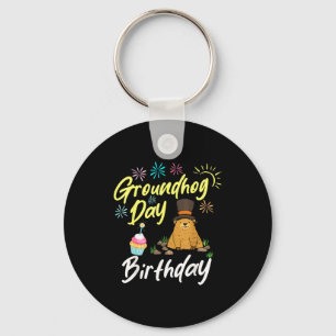 Porte-clés Jour de la marmotte Anniversaire Marmotte Drôle Fê