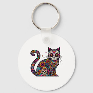 Porte-clés Jour De La Mort Cinco De Mayo Cat Crâne Sucre Dia