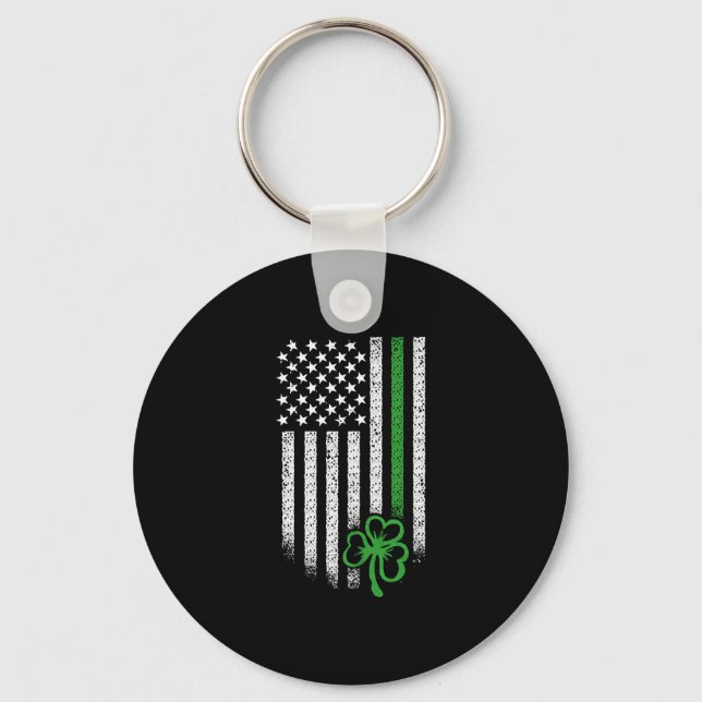 Porte-clés Jour de la Saint Patrick Américain Shamrock Drapea (Recto)