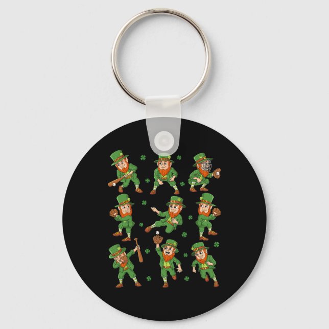 Porte-clés Jour de la Saint Patrick Leprechaun Joueur De Base (Recto)