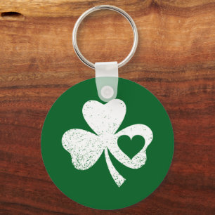 Porte-clés Jour de la Saint-Patrick vert Shamrock du cœur de
