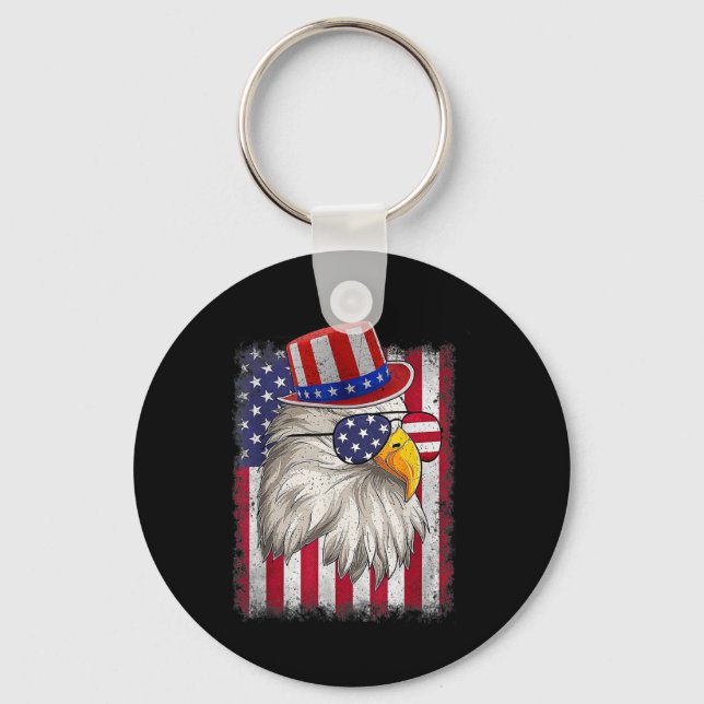 Porte-clés Jour de l'Indépendance Joyeux 4 juillet Design Vin (Recto)