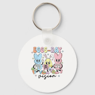 Porte-clés Jour de Pâques Retro Cute Bunny Oeufs Ray Vision I