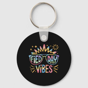 Porte-clés Jour de terrain mignon vibes Tie Dye Pour enseigna