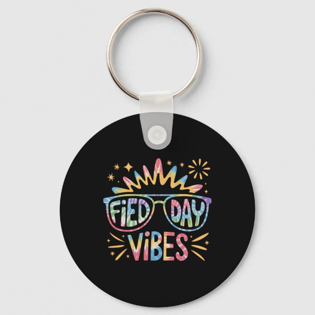 Porte-clés Jour de terrain mignon vibes Tie Dye Pour enseigna (Recto)