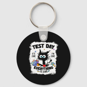 Porte-clés Jour de test drôle chat stressé enseignant élève e