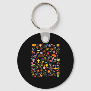Porte-clés Jour Des Morts Art Mexicain Fleur Crâne Dia De Lo