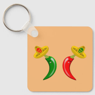Porte-clés Jour des Morts Mexicains Chilis Personnalisé doubl