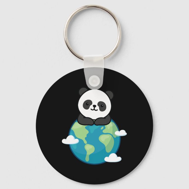 Porte-clés Jour des terres Mère Panda Drôle Pour L'Environnem (Recto)