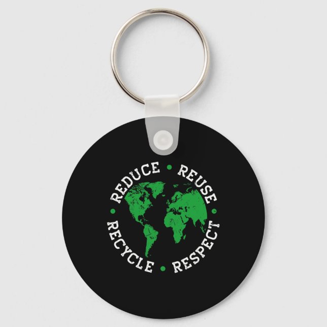 Porte-clés Jour des terres Recycle Réduire Réutiliser Respect (Recto)