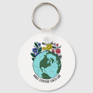 Porte-clés Jour des terres Restaurer Terre Fleur Art Sauvez L