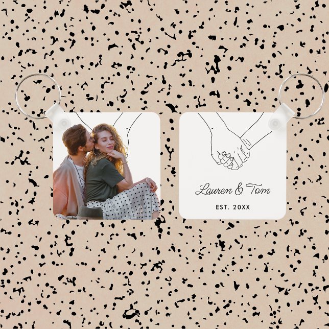 Porte-clés Jour des Valentines customisé Cadeau Couple modern (Créateur téléchargé)