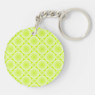 Porte-clés Jour lumineux chartreuse motif géométrique