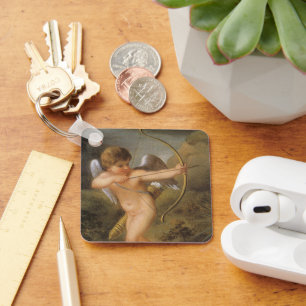 Porte-clés Jour vintage des Valentines, Cupidé avec Bow et Fl