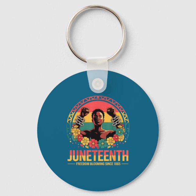Porte-clés Journée de la liberté florale Juneteenth pour femm (Recto)