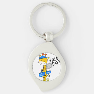 Porte-clés Journée de terrain de tennis de la girafe mignonne
