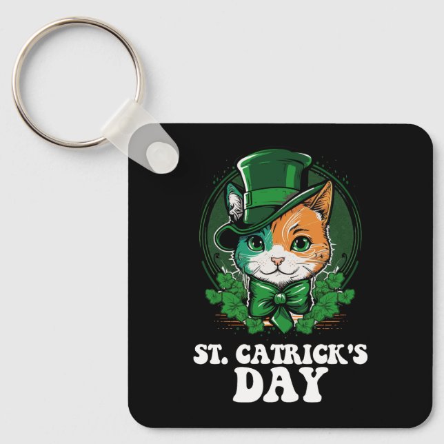 Porte-clés Journée St Catricks Amoureux des chats St Patrick' (Recto)