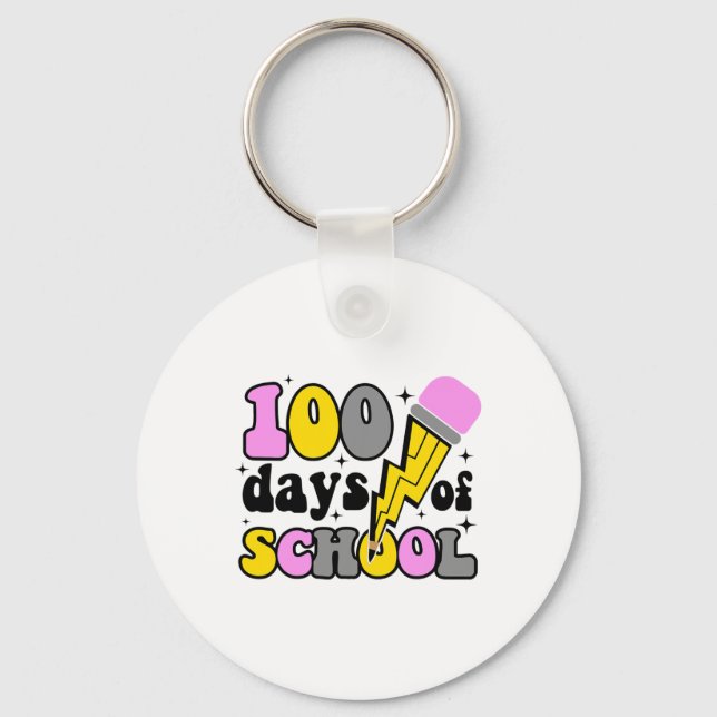Porte-clés Jours D'école Éclair Crayon Enseignant 100ème (Recto)