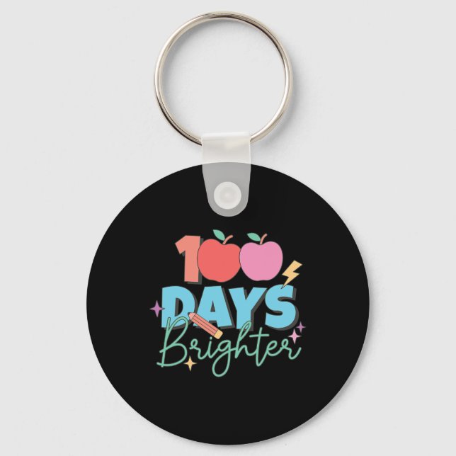 Porte-clés Jours Plus Brighter 100e Jour De L'Enseignant Étud (Recto)