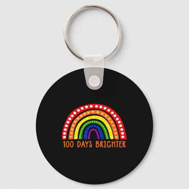 Porte-clés Jours Plus Brighter Enseignant Amusant 100e Jour D (Recto)