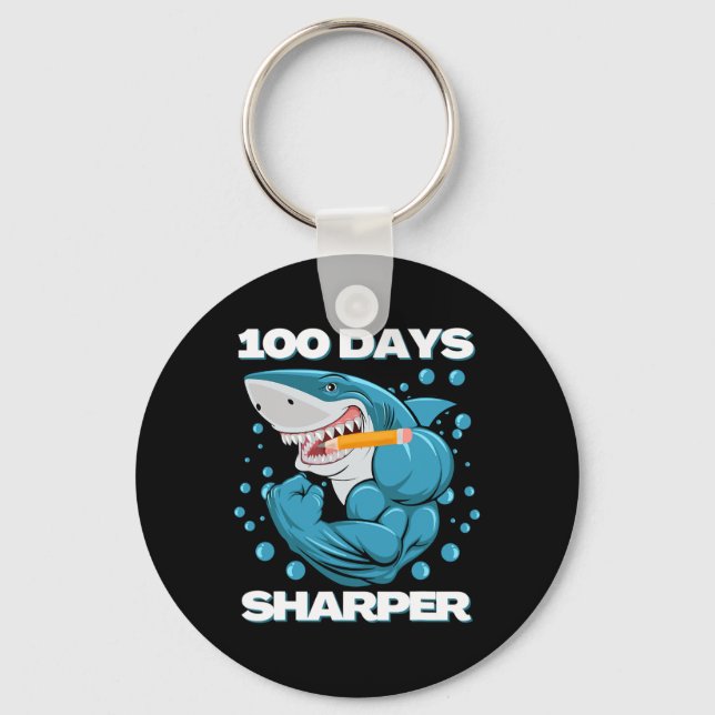 Porte-clés Jours Sharper Shark Plaisir 100 Jours D'École (Recto)