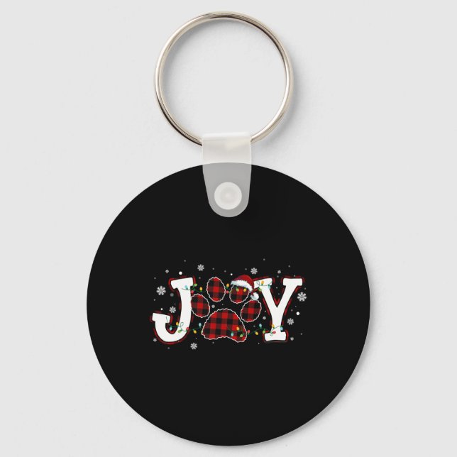 Porte-clés Joy Buffalo Red Plaid Chien Empreinte de patte Chr (Recto)