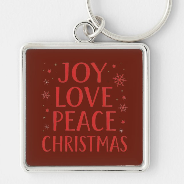 Porte-clés Joy Love Peace Christmas Festive Typography Hoodie (Devant)