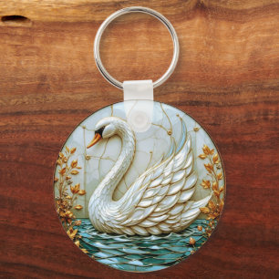 Porte-clés Joyau de cygne Tons Vitrail #1