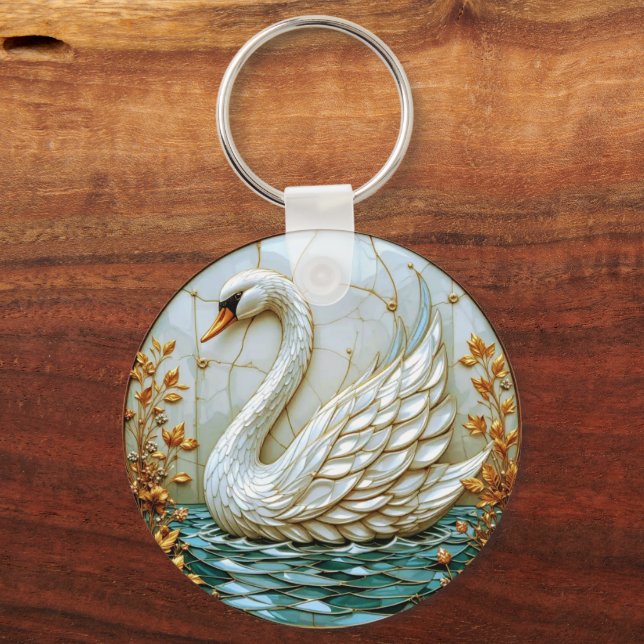 Porte-clés Joyau de cygne Tons Vitrail #1 (Recto)