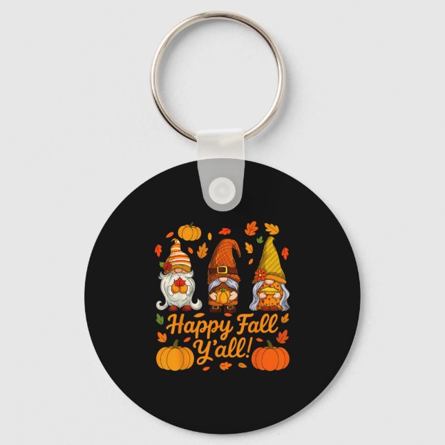 Porte-clés Joyeuse fête d'automne à tous Gnome Citrouille Aut (Recto)
