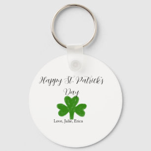 Porte-clés Joyeuse fête de la Saint-Patrick trèfle vert nom