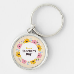 Porte-clés Joyeuse Fête des Enseignants Fleurs Sauvages