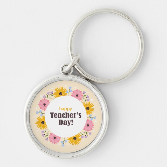 Porte-clés Joyeuse Fête des Enseignants Fleurs Sauvages (Devant)