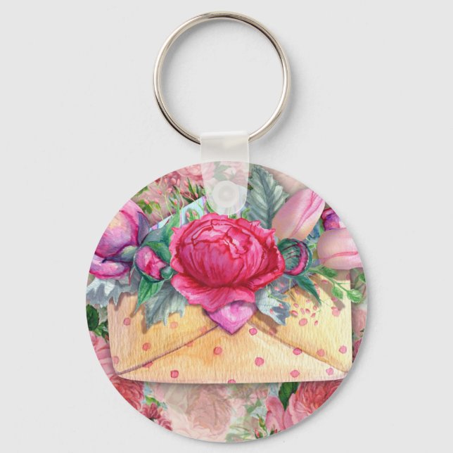 Porte-clés Joyeuse fête des mères Fleurs florales violettes r (Recto)