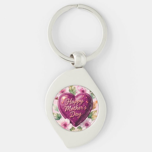 Porte-clés Joyeuse Fête des Mères Purple Heart Bloom (Devant)