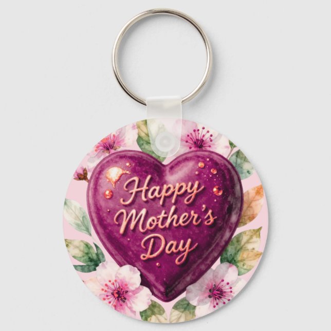 Porte-clés Joyeuse Fête des Mères Purple Heart Bloom (Recto)