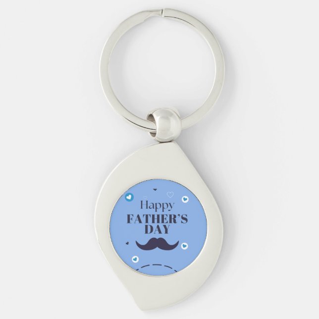 Porte-clés Joyeuse Fête des Pères – Moustache & Cœur Design (Devant)