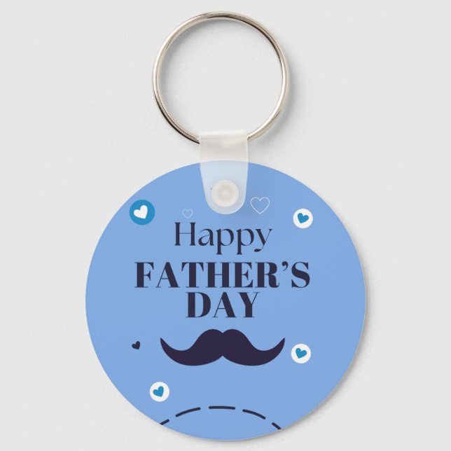 Porte-clés Joyeuse Fête des Pères – Moustache & Cœur Design (Recto)