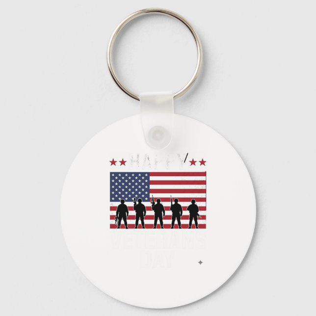 Porte-clés Joyeuse fête des vétérans Drapeau Silhouette Vecto (Recto)