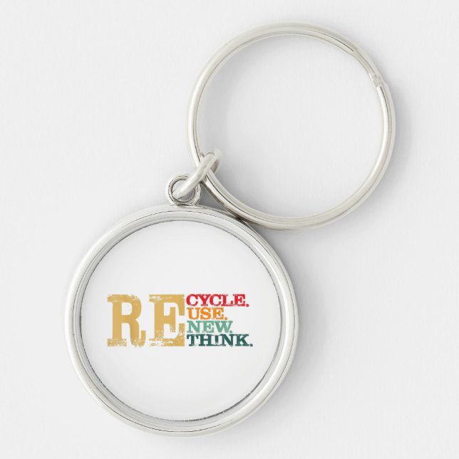 Porte-clés Joyeuse Journée de la Terre Recycler Réutiliser Re (Devant)