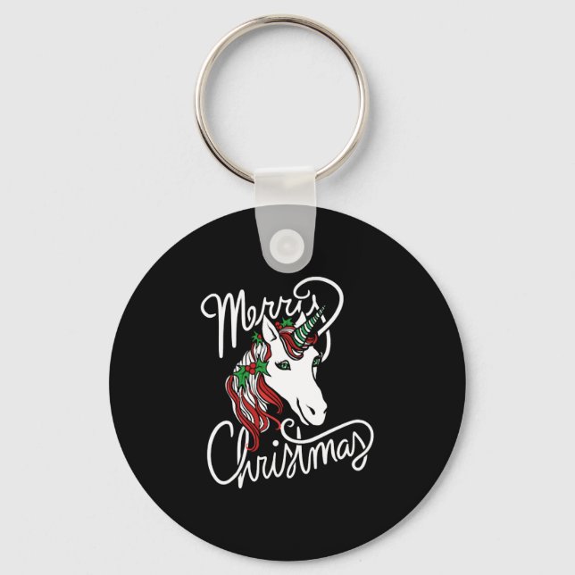 Porte-clés joyeuse licorne de noël (Recto)