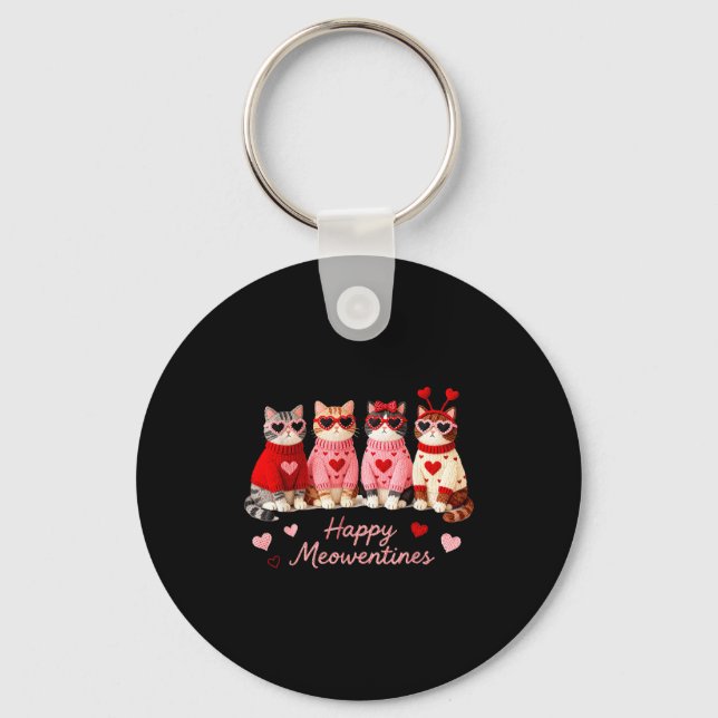 Porte-clés Joyeuse Meowentines Mignon Chat Saint-Valentin Amo (Recto)