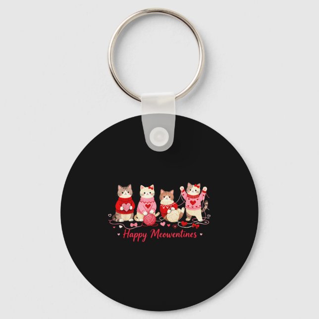 Porte-clés Joyeuse Meowentines Mignon Chat Saint-Valentin Amo (Recto)